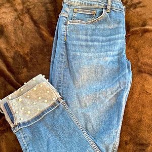 Zara Pearl Cuff Jeans